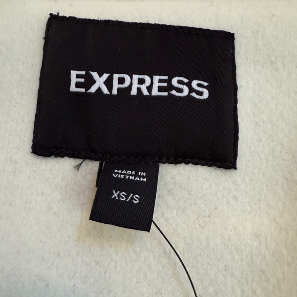 Express Color Block Cape Coat Women’s XS S Belted Poncho Black Cream - Picture 3 of 6